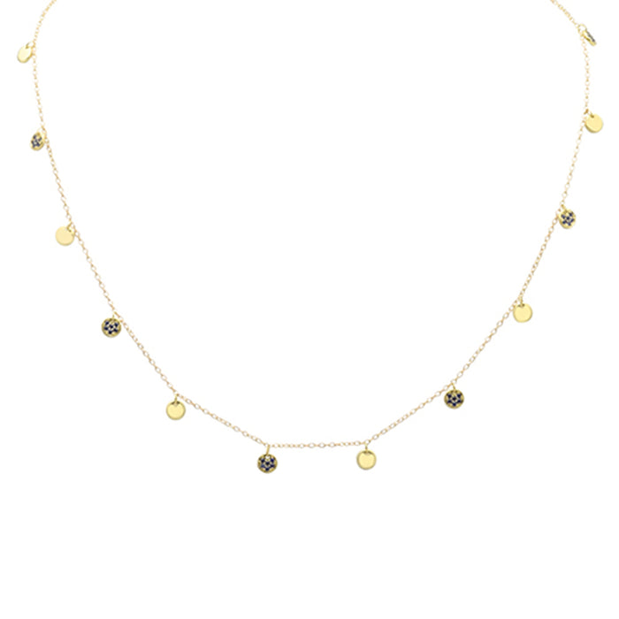 DIAMOND CLOSEOUT! .27ct G SI 14K Yellow Gold Blue Sapphire Gemstone Dangling Pendant Necklace 16" +2" EXT