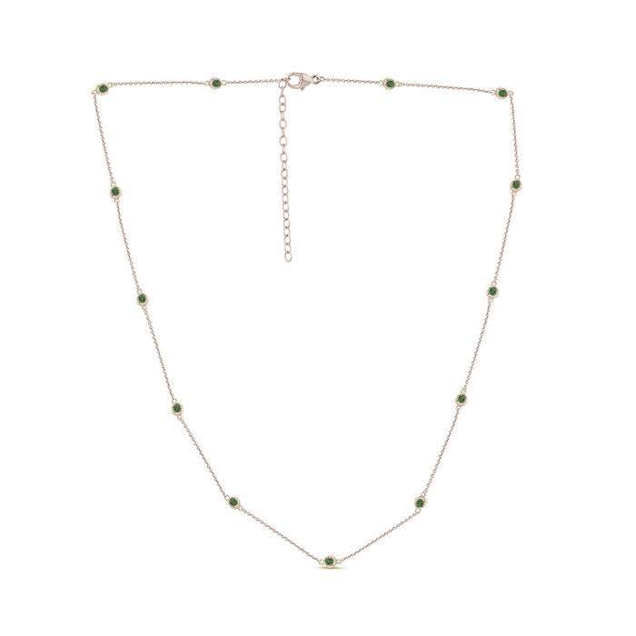 DIAMOND CLOSEOUT! .44cts G SI 14K Yellow Gold Emerald Gemstone By the Yard Chain Pendant Necklace 16+2"