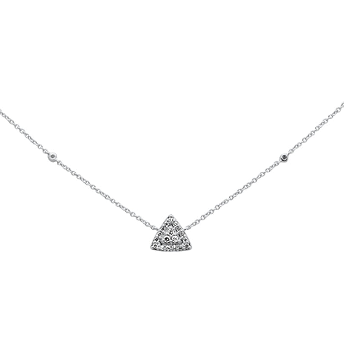 DIAMOND CLOSEOUT! .13ct G SI 14K White Gold Diamond Triangle Shaped Pendant Necklace 18'
