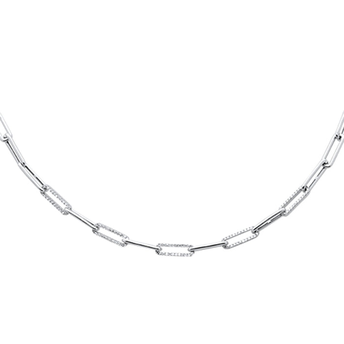 DIAMOND CLOSEOUT! .55ct G SI 14K White Gold Diamond Paperclip Pendant Necklace 16"