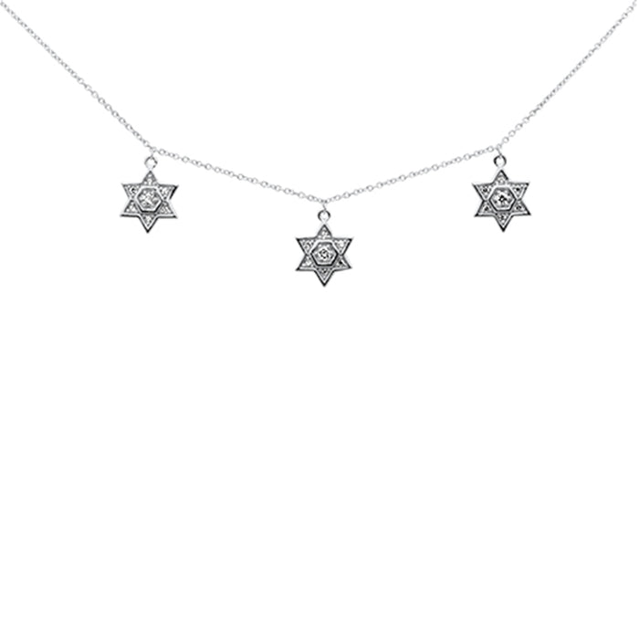 DIAMOND CLOSEOUT! .20ct G SI 14K White Gold Diamond Star of David Pendant Necklace 16+2" Ext
