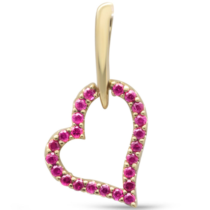 GEMSTONE CLOSEOUT ! .17ct G SI 14K Yellow Gold Ruby Gemstone Heart Charm Pendant