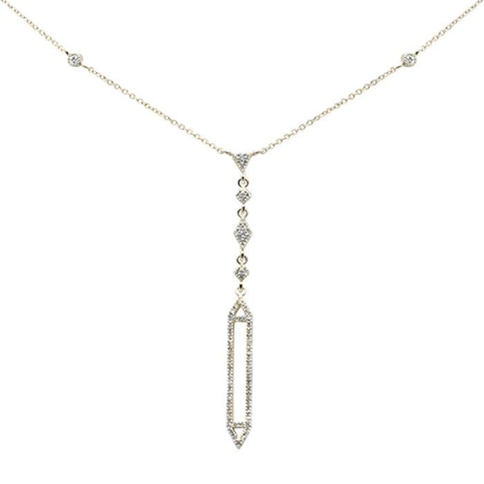 SPECIAL! .23ct G SI 14K Yellow Gold Diamond Drop Lariat Pendant Necklace 16+2" Ext