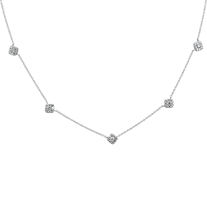 DIAMOND CLOSEOUT! .51ct G SI 14K White Gold Diamond Square Shaped Pendant Necklace 16+2" Ext