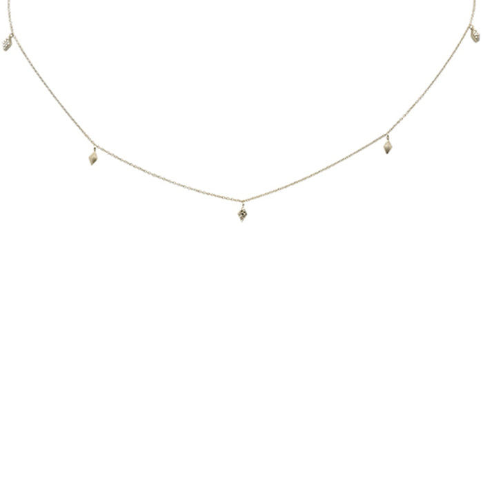 DIAMOND CLOSEOUT! .07ct G SI 14K Yellow Gold Diamond Marquee Shaped Pendant Necklace 14" Long