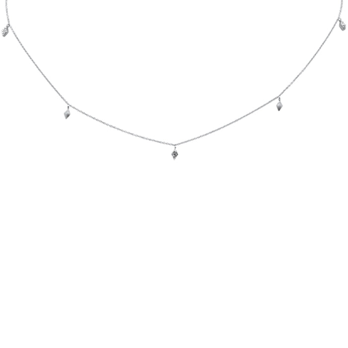 DIAMOND CLOSEOUT! .07ct G SI 14K White Gold Diamond Marquee Shaped Pendant Necklace 16"+2" Ext.