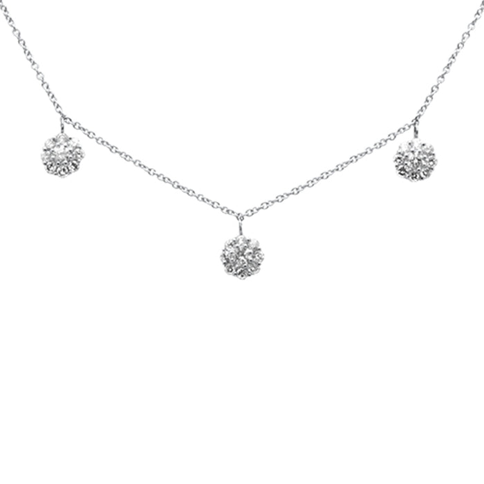 DIAMOND CLOSEOUT! .50ct G SI 14K White Gold Diamond Flower Style Pendant Necklace16+2" Ext