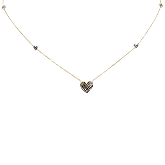 SPECIAL!.68ct G SI 14K Yellow Gold Blue Sapphire Gemstone Heart Pendant Necklace 18"