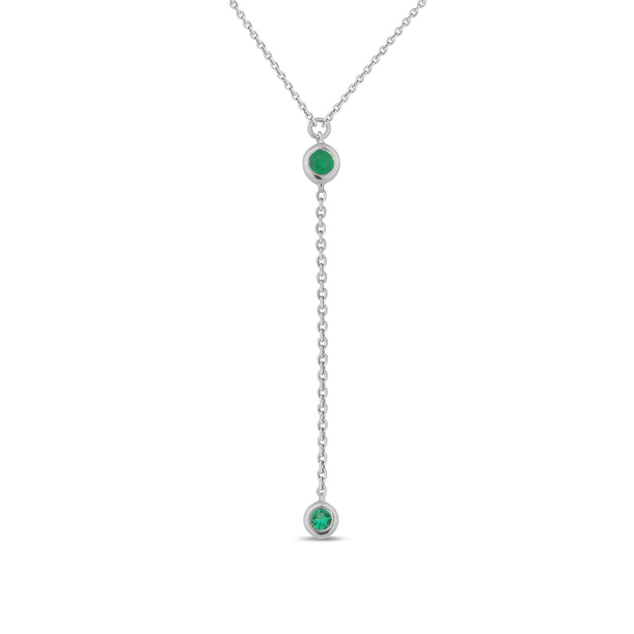 DIAMOND CLOSEOUT! .05ct G SI 14K White Gold Emerald Gemstone Pendant Necklace 16" +2" EXT