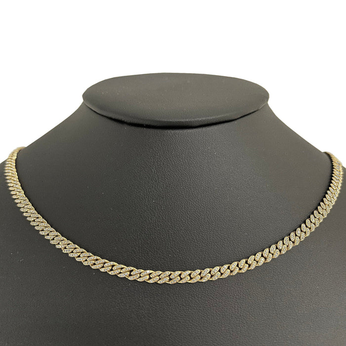 SPECIAL! 4mm 1.78ct 14k Yellow Gold Diamond Round Cuban Necklace 18"