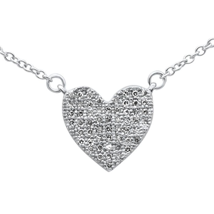 SPECIAL! .10ct G SI 14K White Gold Diamond Heart Pendant Necklace 18" Long