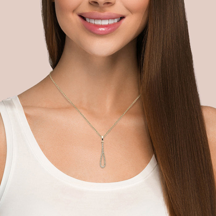 DIAMOND CLOSEOUT! .11ct G SI 14K Yellow Gold Diamond Tear Drop Pendant with 18" Chain