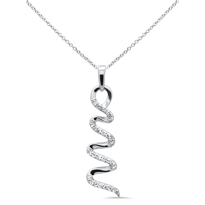 DIAMOND CLOSEOUT! .13ct G SI 14K White Gold Diamond Swirl Pendant Necklace 18" Long