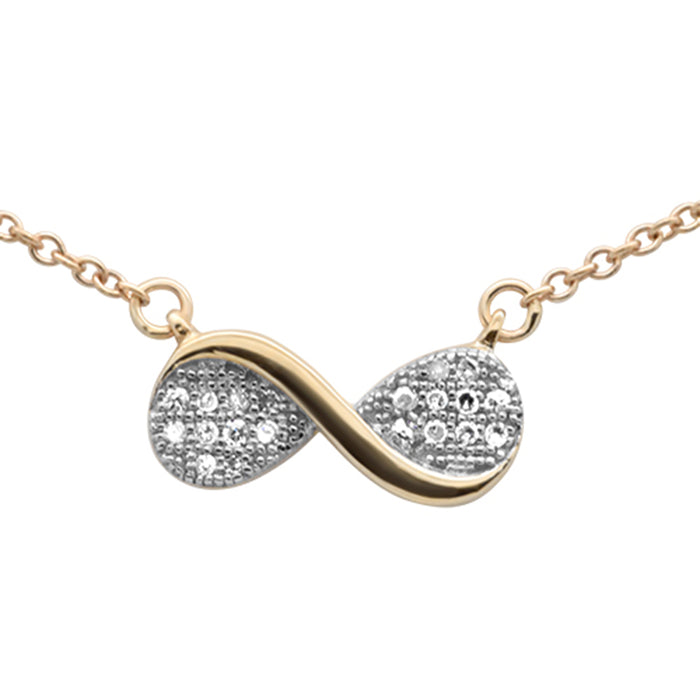 DIAMOND CLOSEOUT! .05ct G SI 14K Yellow Gold Diamond Infinity Style Pendant Necklace 18" Long