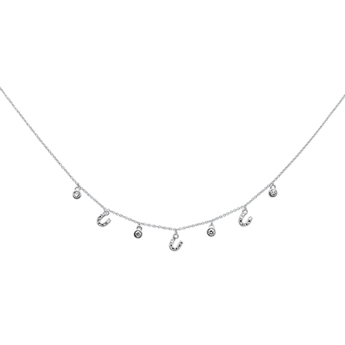DIAMOND CLOSEOUT! .34ct G SI 14K White Gold Diamond Horsehoe Pendant Necklace 16" + 2" Long