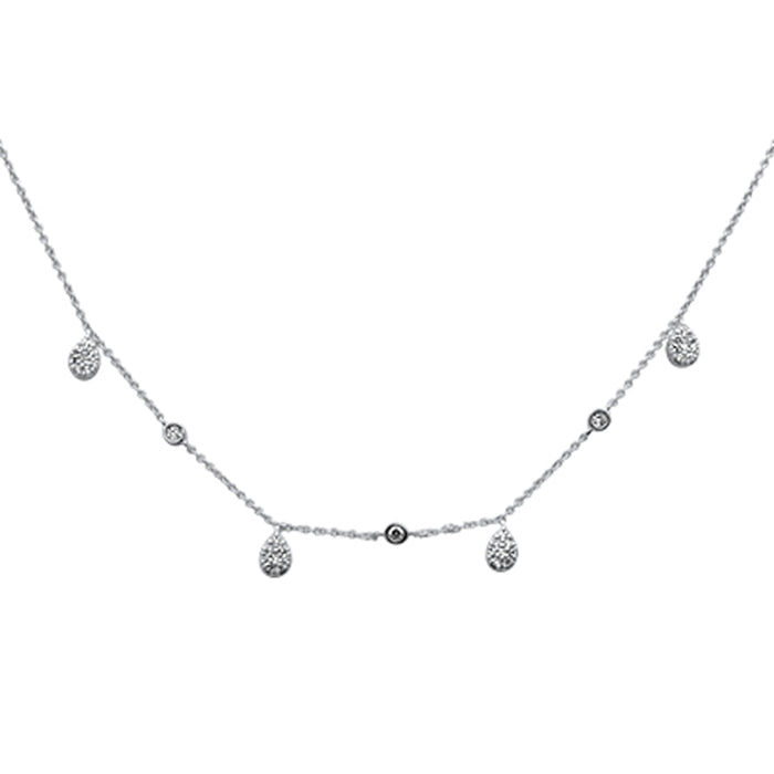 SPECIAL! .26ct G SI 14K White Gold Diamond Pear Shaped Drop Pendant Necklace 16" + 2" Long