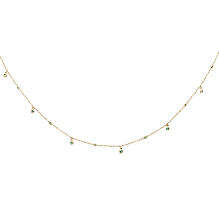 DIAMOND CLOSEOUT! .14ct G SI 14K Yellow Gold Emerald Gemstone Pendant Necklace 18" Long