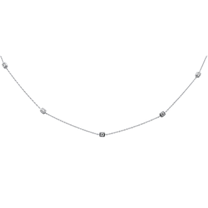 DIAMOND CLOSEOUT! .23ct G SI 14K White Gold Diamond Square Shaped Pendant Necklace 16" + 2" Extension