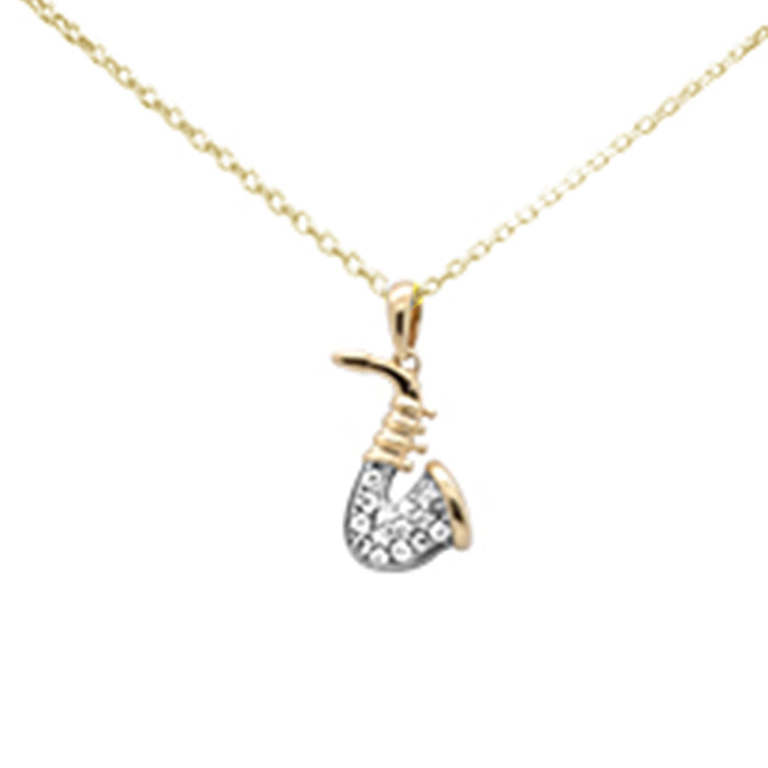 SPECIAL! .16ct G SI 14K Yellow Gold Diamond Saxophone Pendant Necklace 18" Long