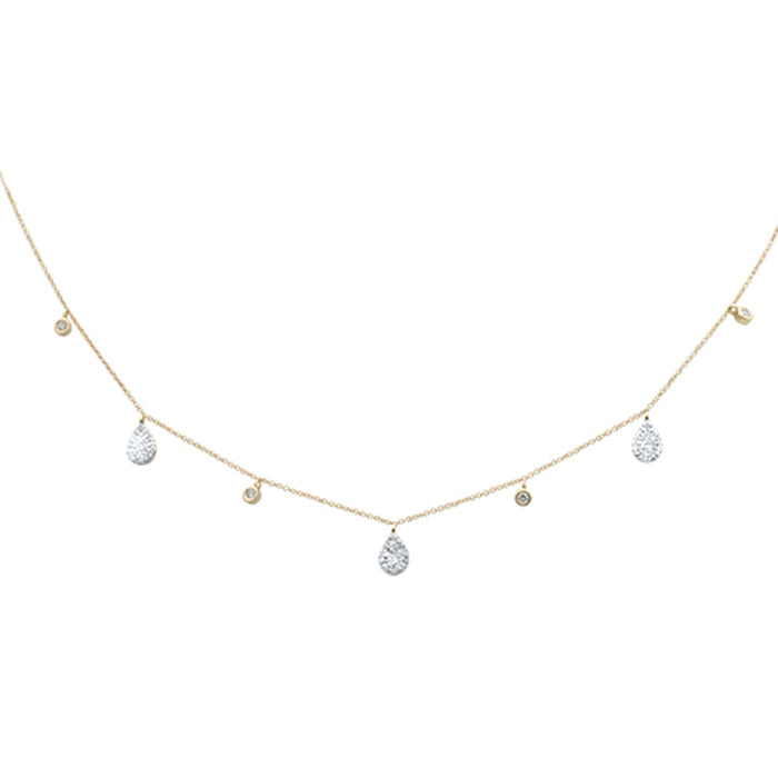 DIAMOND CLOSEOUT! .42ct G SI 14K Yellow Gold Diamond Pear & Round Shaped Drop Pendant Necklace 16" + 2" Long