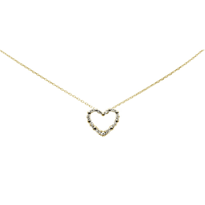 DIAMOND CLOSEOUT! .21ct G SI 14K Yellow Gold Diamond Heart Pendant Necklace 18" Long