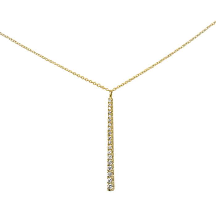 DIAMOND CLOSEOUT! .25ct G SI 14K Yellow Gold Diamond Line Drop Pendant Necklace 16" + 2" Long