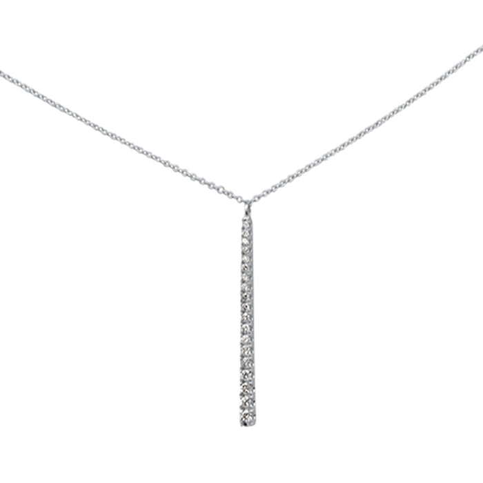 DIAMOND CLOSEOUT! .25ct G SI 14K White Gold Diamond Line Drop Pendant Necklace 16" Long