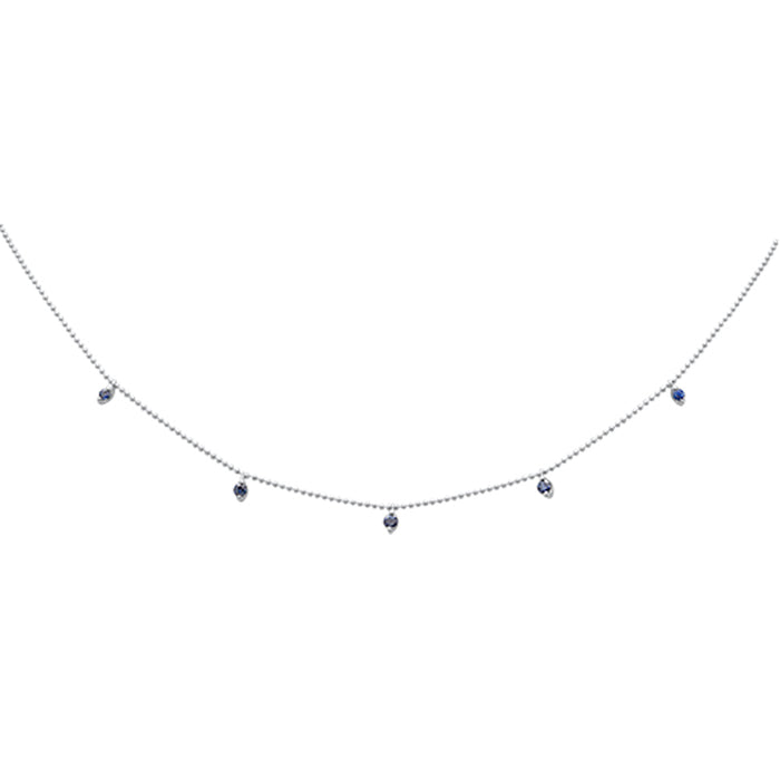 DIAMOND CLOSEOUT! .34ct G SI 14K White Gold Blue Sapphire Gemstone Pendant Necklace 18" Long