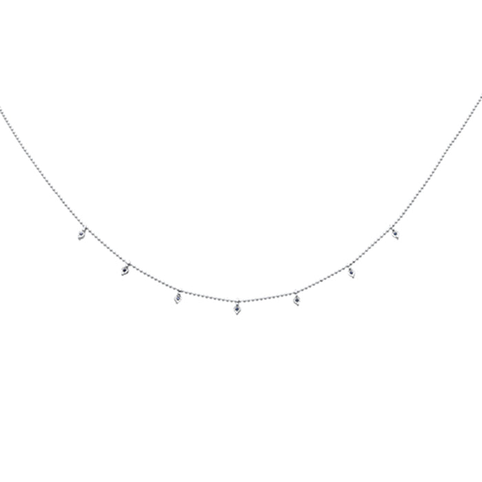 DIAMOND CLOSEOUT! .03ct G SI 14K White Gold Blue Sapphire Gemstones Pendant Necklace 18"