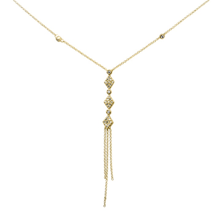 DIAMOND CLOSEOUT! .28ct G SI 14K Yellow Gold Diamond Drop Pendant Necklace 16" + 2" Long