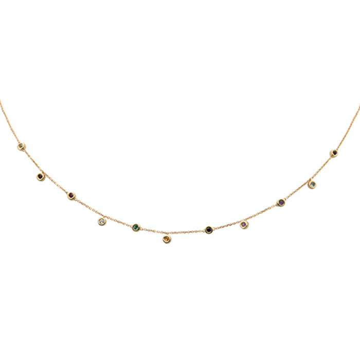 DIAMOND CLOSEOUT! .39ct 14K Yellow Gold Multi Color Gemstone Pendant Necklace 16" + 2" Long