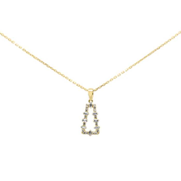 DIAMOND CLOSEOUT! .17ct G SI 14K Yellow Gold Diamond Round & Baguette Pendant Necklace 18" Long