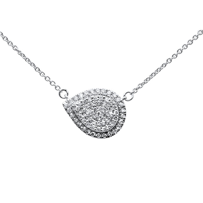 SPECIAL! .25ct 14k White Gold Diamond Pear Shaped Pendant Necklace 18"