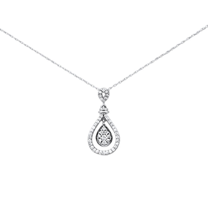 SPECIAL! .26ct G SI 14K White Gold Diamond Pear Shaped Pendant Necklace 18" Long Chain