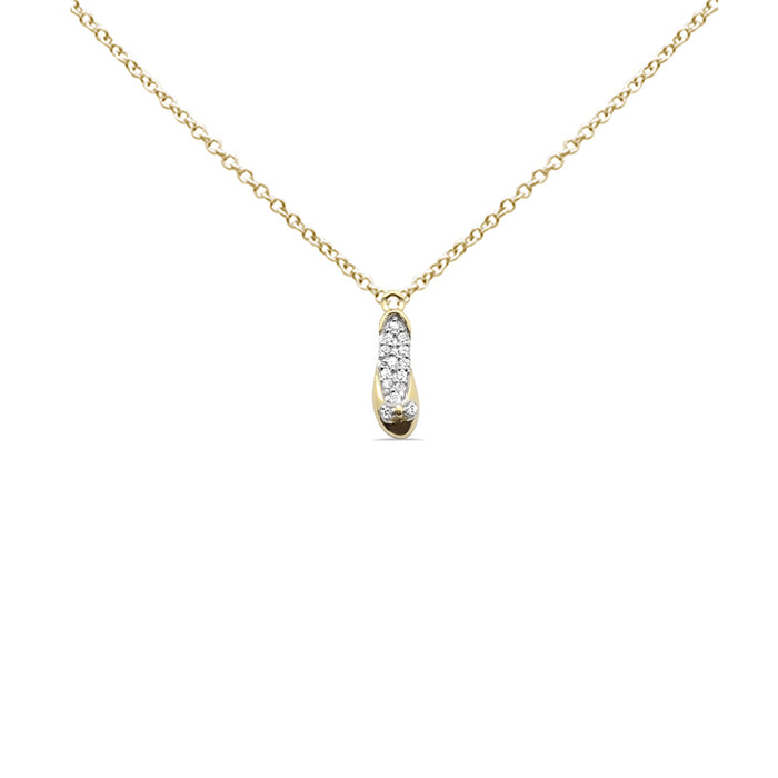 DIAMOND CLOSEOUT! .09ct G SI 14K Yellow Gold Diamond Shoe Style Pendant Necklace 18" Long