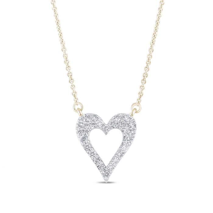 SPECIAL! .25ct G SI 14K Yellow Gold Diamond Heart Shaped Pendant Necklace 18" Long Chain
