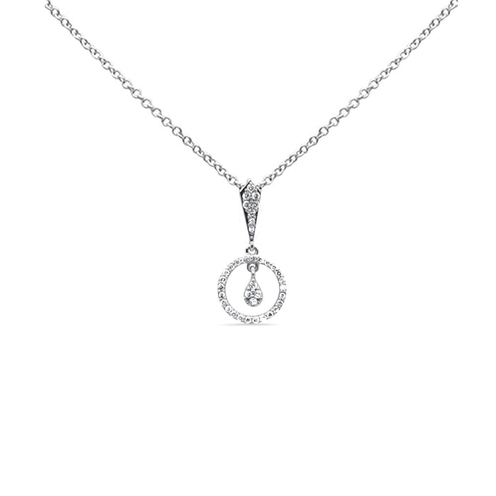 DIAMOND CLOSEOUT! .22ct G SI 14K White Gold Diamond Round Drop Pendant Necklace 18" Long