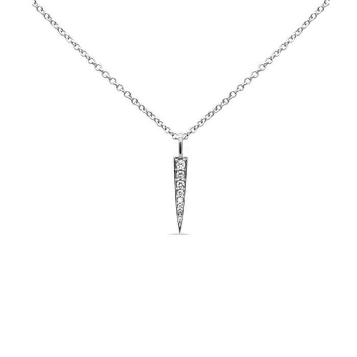 DIAMOND CLOSEOUT! .11ct G SI 14K White Gold Diamond Bar Drop Pendant Necklace 18" Long