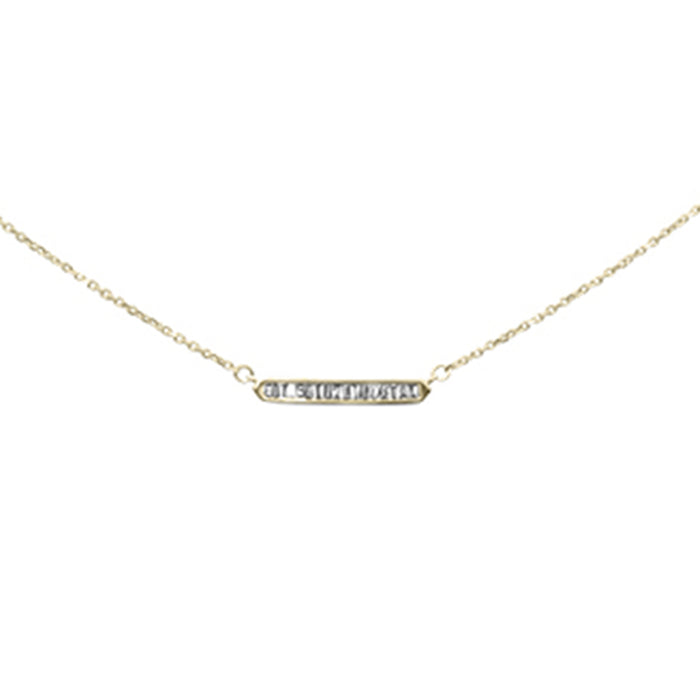 SPECIAL! .14ct G SI 14K Yellow Gold Baguette Diamond Pendant Necklace 16+2"Ext Chain