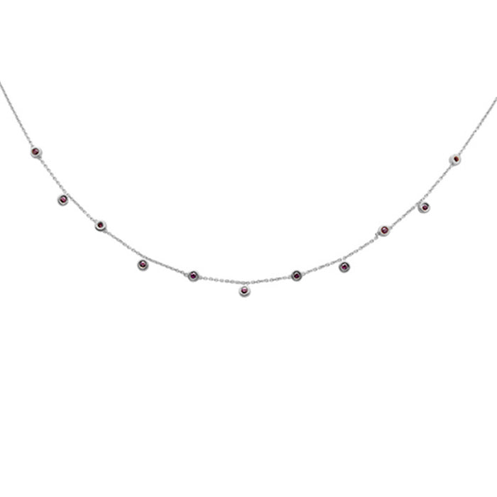 DIAMOND CLOSEOUT! .36ct 14K White Gold Ruby Gemstones Pendant Necklace 18+2"Ext Chain
