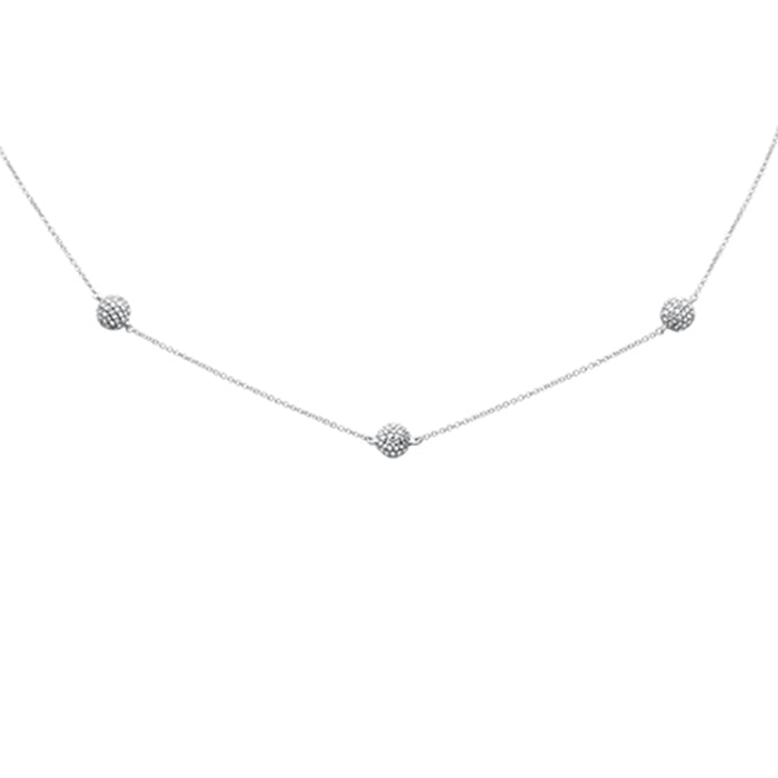 DIAMOND CLOSEOUT! .98ct G SI 14K White Gold Diamond 3 Disco Ball Pendant Necklace 16+2"Ext Long Chain
