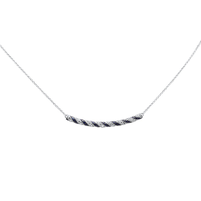 SPECIAL! 1.14ct G SI 14K White Gold Diamond & Blue Sapphire Gemstone Pendant Necklace 16" Long Chain