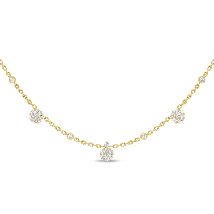 SPECIAL!.68ct G SI 14K Yellow Gold Diamond Flower Pendant Necklace 16+2"Ext Long Chain