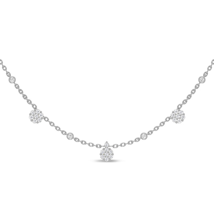 DIAMOND CLOSEOUT! .67ct G SI 14K White Gold Diamond Flower Pendant Necklace 16+2" Ext Long