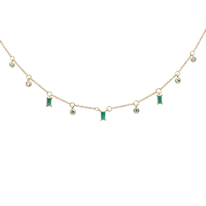 SPECIAL! .81ct G SI 14K Yellow Gold Diamond & Emerald Gemstone Pendant Necklace 16+2" Long Chain