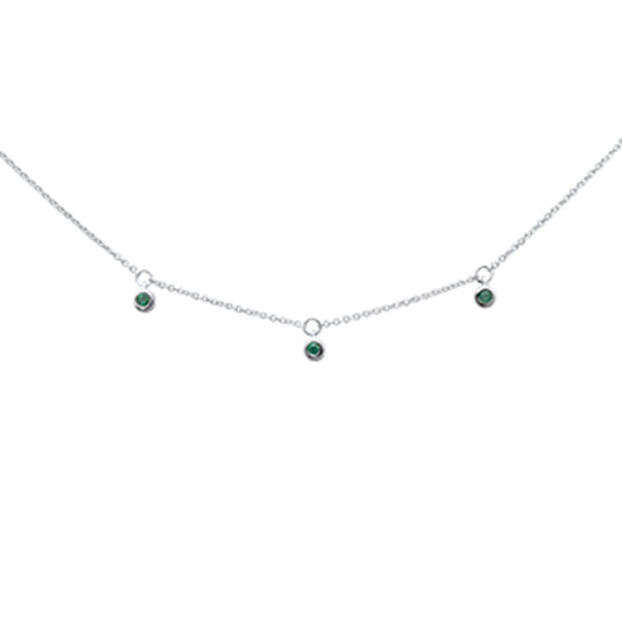 DIAMOND CLOSEOUT! .07ct G SI 14K White Gold Emerald Gemstone Pendant Necklace 16+2" Long Chain