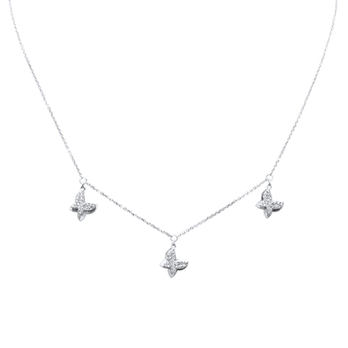 DIAMOND CLOSEOUT! .30ct G SI 14K White Gold Diamond Butterfly Pendant Necklace 16+2" EXT Long