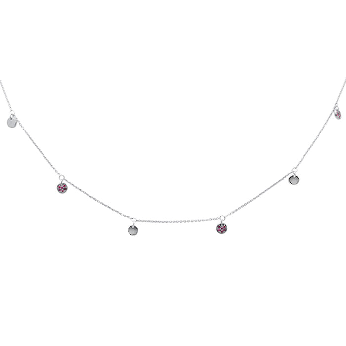 DIAMOND CLOSEOUT! .18ct G SI 14K White Gold Ruby Gemstone Pendant Necklace 16+2" Long Chain