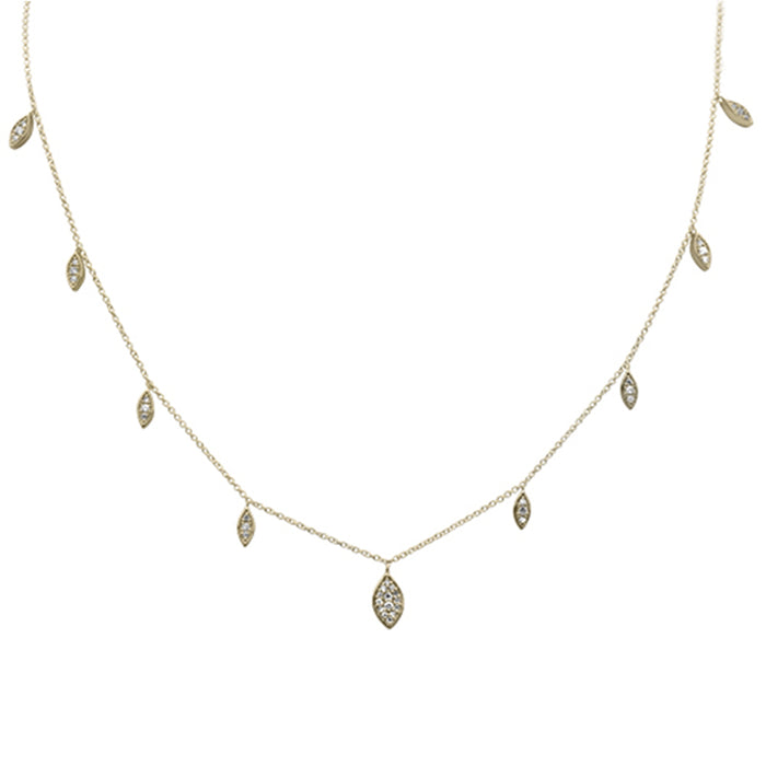 DIAMOND CLOSEOUT! .26ct G SI 14K Yellow Gold Diamond Marquee Shaped Pendant Necklace 16+2" Long Chain