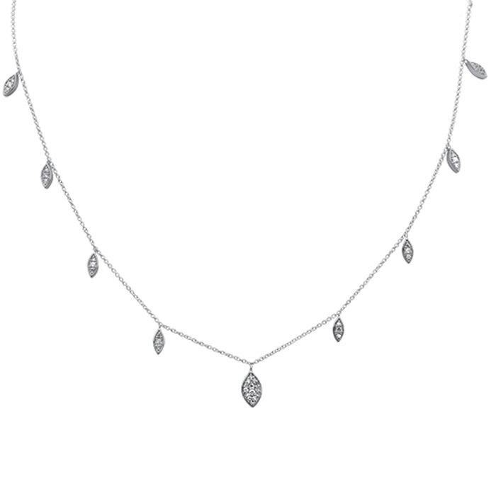 DIAMOND CLOSEOUT! .25ct G SI 14K White Gold Diamond Marquee Shaped Pendant Necklace 16+2" Long Chain